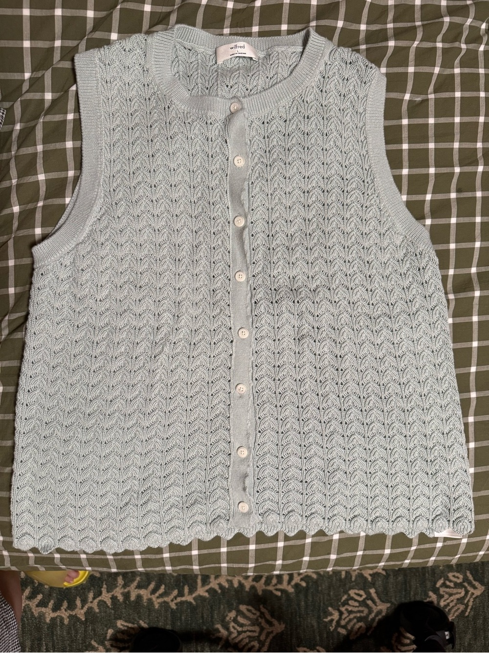 Aritzia Cotton Charm Wentworth Sweater Vest (Agave Green) L